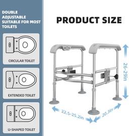 EldHilfe Toilet Safety Handrail for Elderly with Sensor Light, Toilet Safety Rails, Toilet Rails for Seniors, Toilet Standing Assistance for Different Toilets,Give Storage Bag(Blue-Grey)