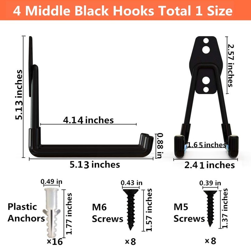 Garage Storage Utility Double Hooks, Heavy Duty Wall Mount Organizer