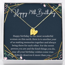 Initials Hearts, 75th Birthday For Her Gift, 75th Birthday Gift For Her, Seventy Fifth Birthday Gift For Women Friend, 75th Birthday Gift