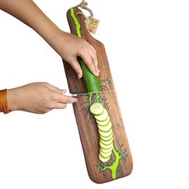 NAV KONST Epoxy Cutting Board, chopping, charcuterie Serving Platter for Gifting Size 21" X 5.5" X .75" Lemon Green Resin