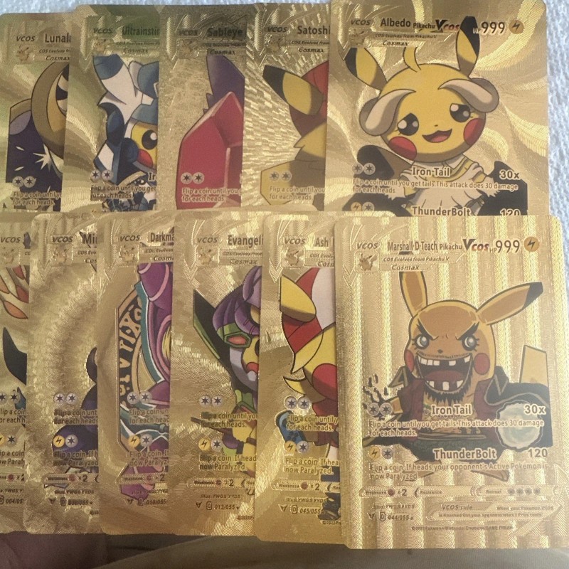 Pikachu Vcos 15 Gold Foil Fan Artset NM