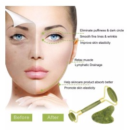 HSJ2021HSJ Jade Roller And Gua Sha Scraper Set Beauty Tool, Anti Ageing