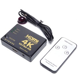 GoodsLand GD-4K3 HDMI Selector, 4K Compatible, 3 Inputs and 1 Output, Remote Control, 4K Compatible, Manual Switching, 3 Port Switcher,