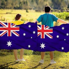 Australian Flag, Australian Flags Set 1Pcs Large Aussie Flag 90x150cm and 10Pcs Mini Handheld Australian National Flag 14x21cm, Polyester Flags for Parades Party Decorations World Cup Olympics etc