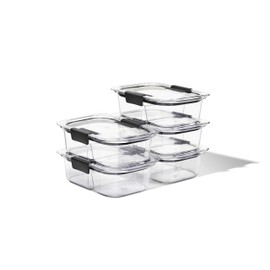 Rubbermaid Brilliance Meal Prep Containers, 2-Compartment Food Storage Containers, 2.85 Cup, 5-Pack, BPA-Free, Clear/Grey