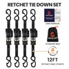 Heavy Duty Retractable Ratchet Straps (4 Pack) - 1IN x