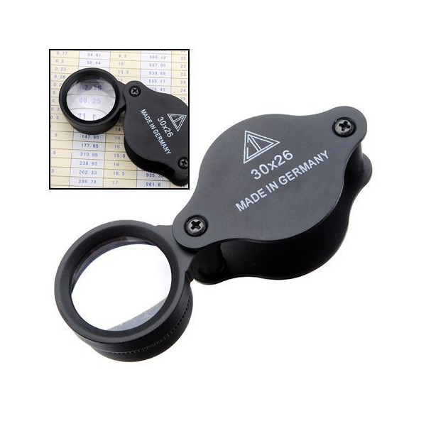Loupe Glass Lens 30X Magnifier Pocket Folding Magnifying for Hobby Crafts Home Work Jewelry Detecting Identifying