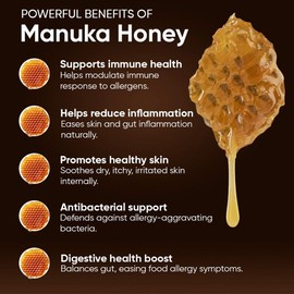 iHeartDogs Honey Guard Allergy & Itch Omega-3-6-9 Powder for Dogs Extra Strength with Manuka Honey, Quercetin, Colostrum, Kelp, Krill Oil & Probiotics - 90 Scoops