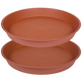 Bleuhome 2 Pack of Bird Bath Bowl 14 inch, 1.6" Depth, 12 14 16 18 19 inch Heavy Duty BirdBath Bowls only, Plastic Round Large Plant Saucer Dish for Garden (14", Terracotta)