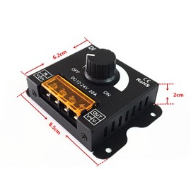12V 24V 30A LED Dimmer Controller for Single Colour LED Strip Lighting Lamp Band Light Black Button Control Brightness