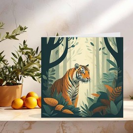 Tiger Greeting Card Tiger Jungle Birthday Card 145 x 145mm