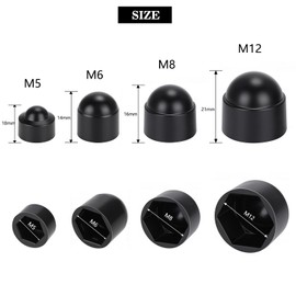 Noosverl M5(8mmwheel nut covers),Black Plastic Hex Nut Bolt Dome Cap Cover,Nut and Bolt Protective Caps Cover Hexagonal,30PCS