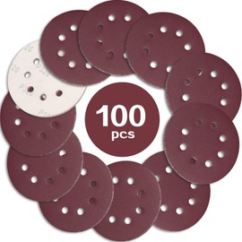 STEBRUAM STEBRUAM 100 Stck Schleifpapier 125mm Klett 320 k?rnung,Profi 125 Schleifscheiben Rund 8 Loch fr Exzenterschleifer