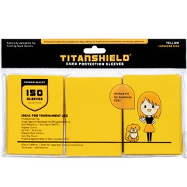 TitanShield (150 Sleeve/Yellow) Small Japanese Sized Trading Card Sleeves Deck Protector for Yu-Gi-Oh, Cardfight!! Vanguard & More