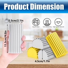 Damp Duster, 4 Pcs Magical Dust Cleaning Sponge, Reusable Cleaning Sponge Dusters for Cleaning Blinds, Glass, Baseboards, Railings, Vents, Mirrors, Window Track Grooves (Gray, Yellow)