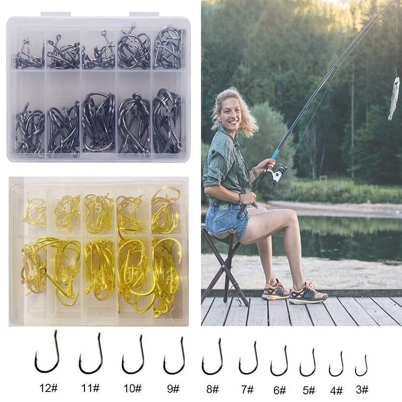 100x Chemically Sharpened Octopus Fishing Hook, Fishing Tackle 3-12# Small