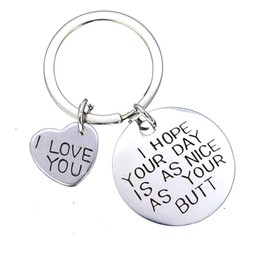 Meiligo® I Hope Your Day is As Nice As Your Butt Keychain Boyfriend Girlfriend Gifts Keyring I Love You Wife Husband Gifts (I Love You)