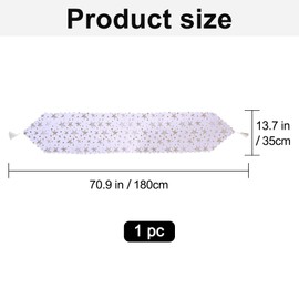 Christmas Table Runner, Xmas Table Decorations Table Centerpieces, White Bronzing Table Cloth Decorations for Christmas Party Favors Holiday Family Dinner Gathering, 70.8 X 13.7in (Silver Star)