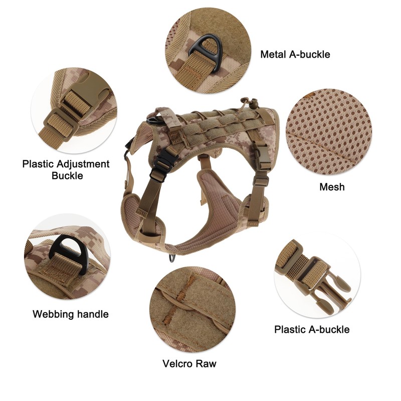 RENEWREVITAL 犬用ハーネス メッシュデザイン犬用ハーネス ノープル犬用ベスト ハイキング用 小中大型犬用 迷彩 中サイズ