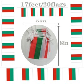 FFILL 20 Feet 20 Flags Bulgarians Banner Flag String,Bulgaria Mini Flag Small Banner, for Party, Shops and Bars Decorations,Outdoor Decorations.European country themed flag (Bulgaria)