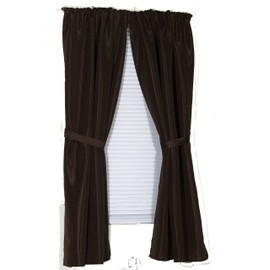 Carnation Home Fashions Lauren Dobby Fabric Bathroom Window Curtain, 34-Inch by 54-Inch, Brown