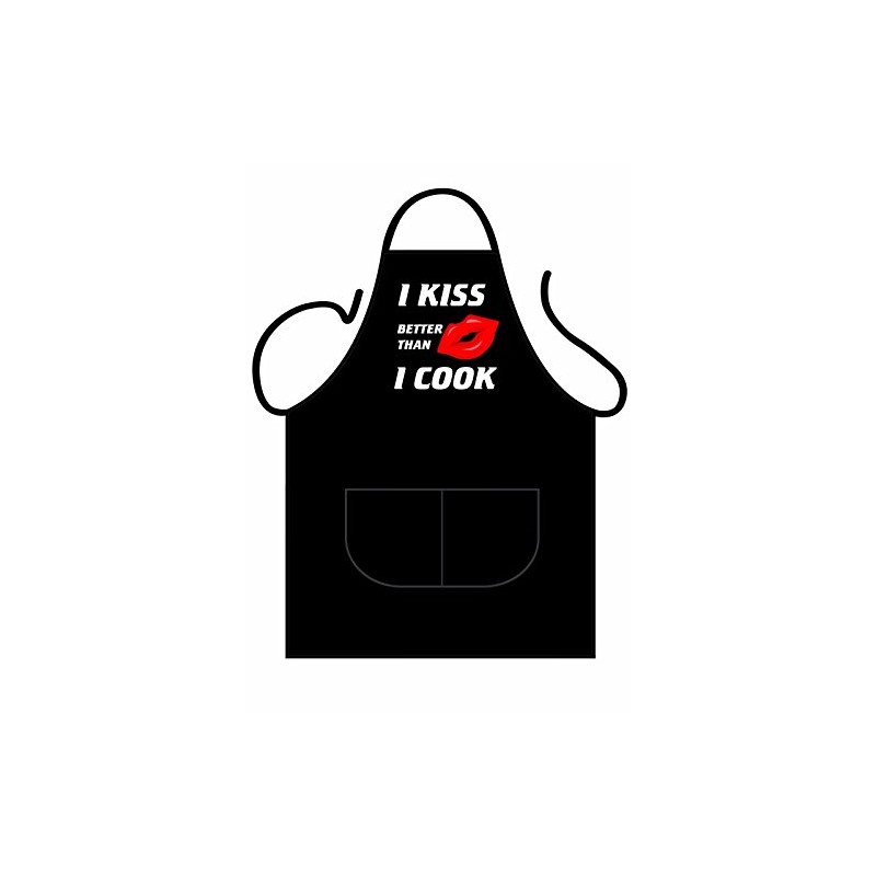 Iconic Aprons I Kiss Better Than I Cook Apron, Polyester-Cotton,