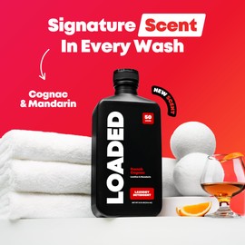 Loaded Laundry Detergent, Cologne Scented | 50 Loads | Leather & Mandarin | Phosphate, Paraben & Dye Free | Made in USA | 32 oz