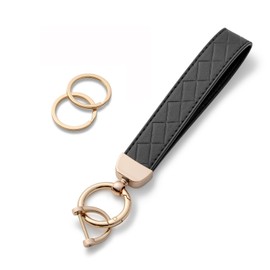 AOKSUNOVA Women's Leather Car Key Fob, black, Modern