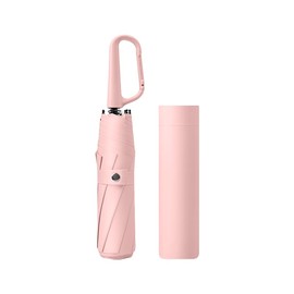 Compact Folding Umbrella Carabiner Handle Coating Layer Fabric Blocking UV Protection 99.9%/Car/Small Travel Backpack/Lightweight Portable/Rain Sun Anti UPF 50/Men Women Kids