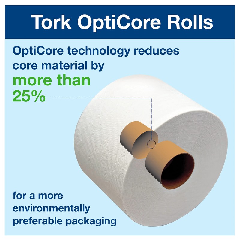 Tork OptiCore Mid-size Toilet Paper Roll White T11, Advanced, 2-ply,