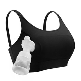 momcozy Pregnancy Nursing Bra, Breast Pump Bra with Additional Bra Extensions, Maternity Wear Without Underwire for Women, Adjustable Nursing Bra and Hands-Free Pumping, black