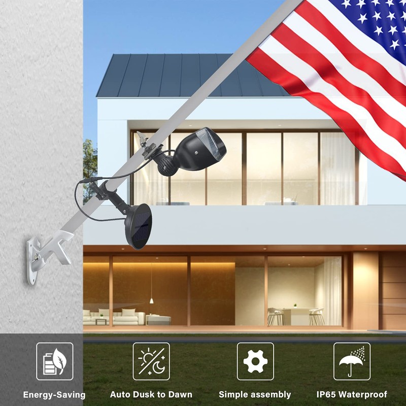 Flag Pole Light Solar Powered, Solar Flag Light fits 1’’