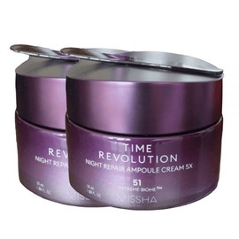 Missha Calming Skin Improvement 2 Pieces Time Revolution Night Repair Ampoule Cream 5X 5th Generation 50ml / 미샤 진정 피부개선 2개 타임레볼루션나이트리페어앰플크림5X 5세대 50ml