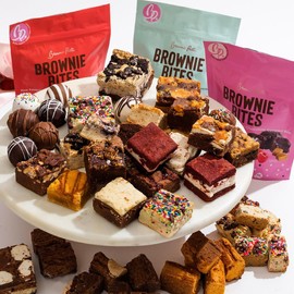 Brownie Points Brownie Party Basket: Brownies, Bruffles, and Bags of Brownie Bites. Individually Wrapped complete with Gift Box & Bow Party Ready Fudge Chocolate Brownies, Gourmet Sweet Desserts