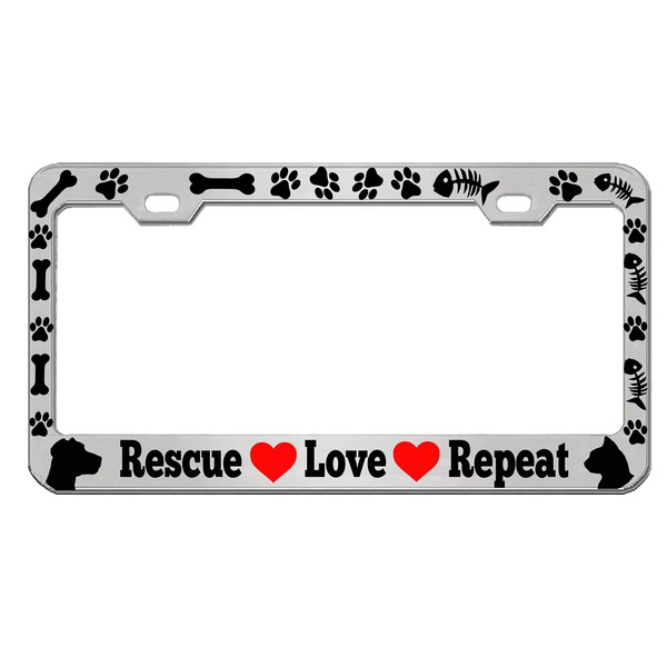Rescue Love Repeat Animal Lover Design Heavy Duty Metal Car