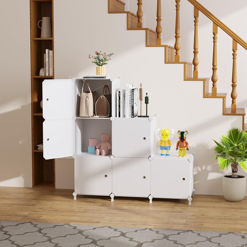 ATTDETJL Cube Storage Organizer, 6-Cube Shelves Unit with Doors, DIY