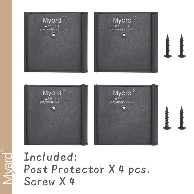 Myard Post Protectors with Screws for 4x4 Inches (Actual 3.5X3.5)