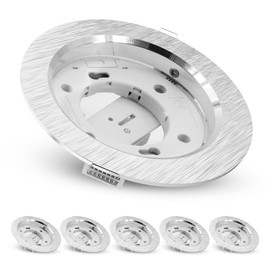 SSC-LUXon Pack of 6 RX-3 Recessed Spotlights 230 V Brushed Aluminium Mounting Frame Round with Socket for GX53