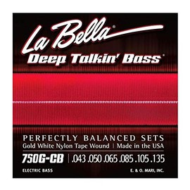 La Bella Gold White Nylon Tape Wound Light 43-135 6 String Bass Set