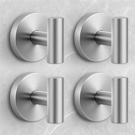 WingWider Shower Hooks for Inside Shower,No-Drill Removable&Reusable Towel Hooks for Bathroom,Heavy Duty Suction Cup Hooks for Glass Window,4 Packs(Silver)
