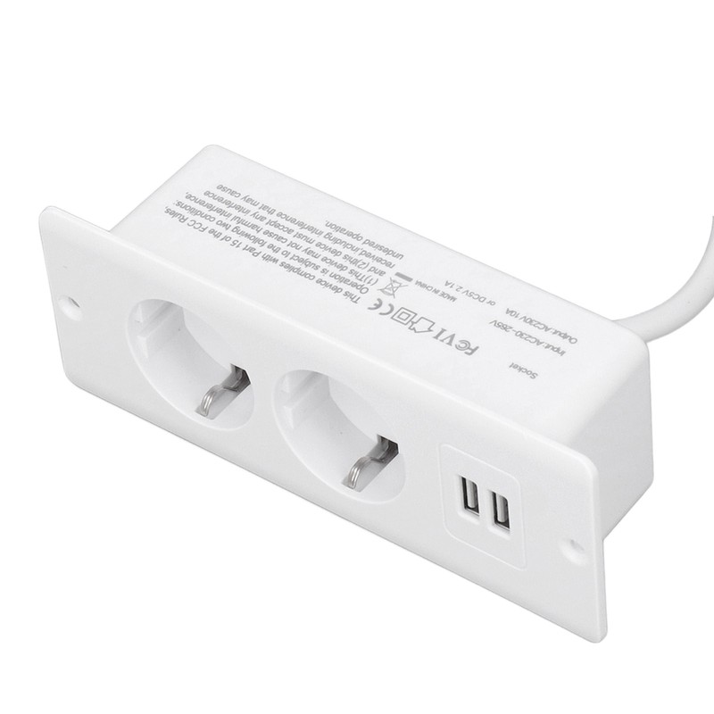 Embedded Power Outlet 2 USB 2 10A Ports Recessed Desk
