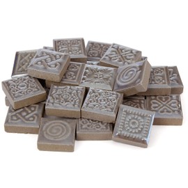 Milltown Merchants™ 9/10 Inch (23mm) Gray Ceramic Mosaic Tile - Bulk Mandala Mosaic Tiles - 1 Pound (16 oz) Zen Tile Assortment for Backsplash, Murals, and Mosaics