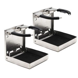 Prairie Metal Stainless Steel Adjustable Folding Cup Drink Holder for Marine Boat Truck RV