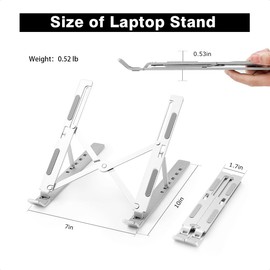 PLAXCON Compact Laptop Stand Ergonomic Aluminum Adjustable Laptop Stand for Desk Collapsible Heat Dissipating Notebook Holder
