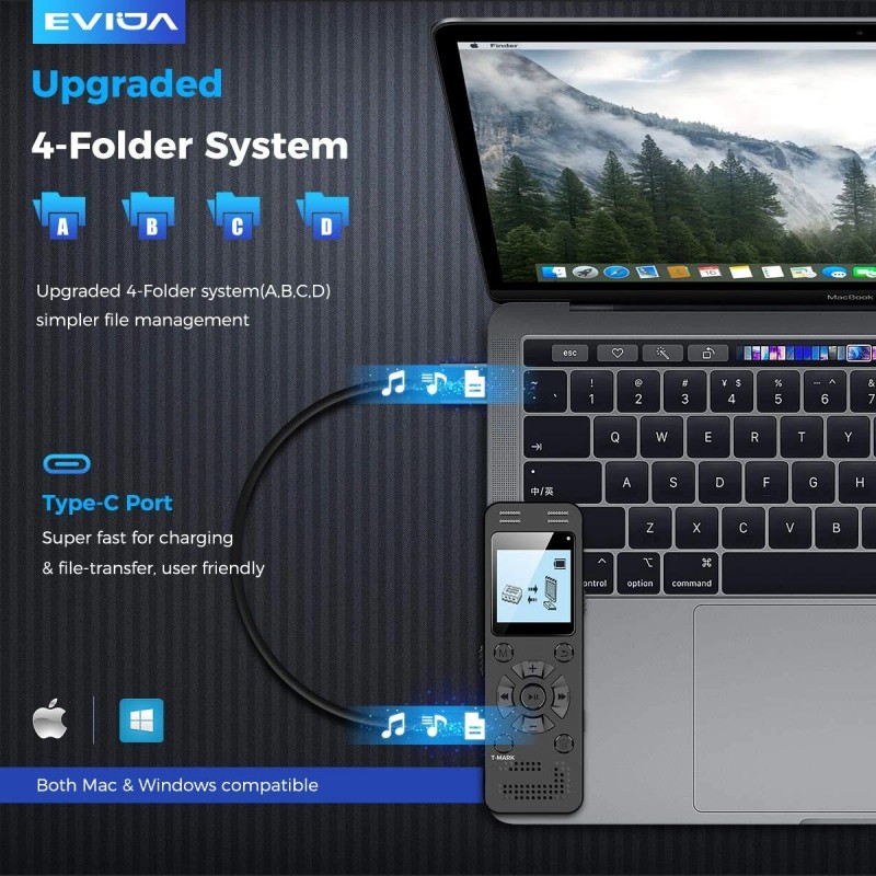 Evida 128GB Digital Voice Recorder for Lectures Meetings - EVIDA