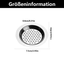 Pack of 4 Drain Strainer, Shower Strainer, Strainer Shower Drain Hair, Sink Strainer, Sink Strainer, Stainless Steel, Sink Strainer, for Shower, Bathtub, Kitchen