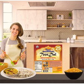 Rani Toor Dal (Split Pigeon Peas) 400oz (25lbs) 11.36kg Bulk Box ~ All Natural | Gluten Friendly | NON-GMO | Vegan | Indian Origin