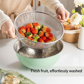 304 Stainless Steel Rice Washing Bowl and 40 Mesh Strainer Set, 3.5QT
