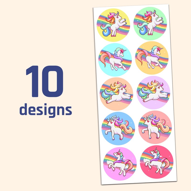 Unicorn Sticker Sheets for Kids, 1.5" - 20 Sheets, 200