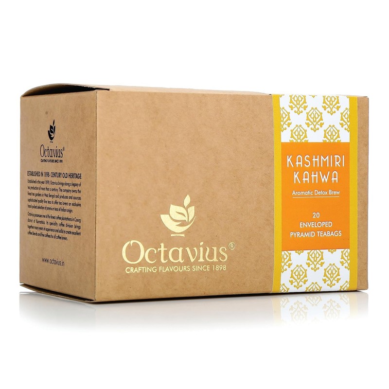 Octavius Enveloped Kashmiri Kahwa Green Teabags | Aromatic Detoxing &